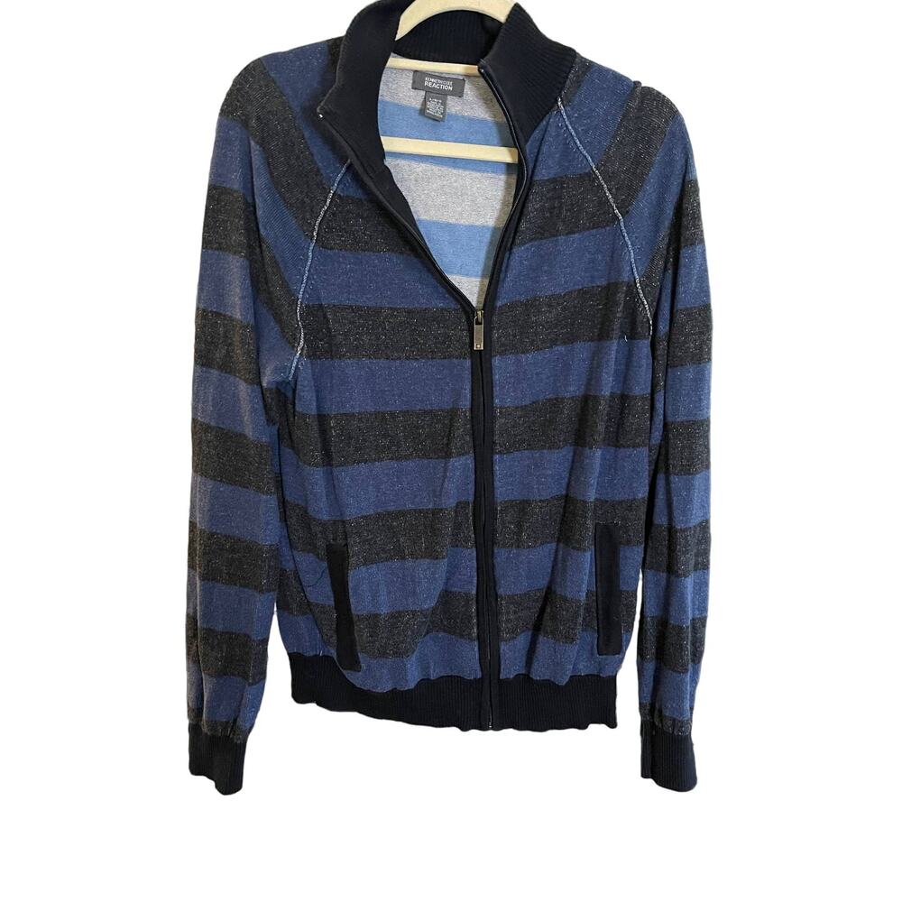 Kenneth Cole Reaction Men's Striped Zip Sweater Sz  L